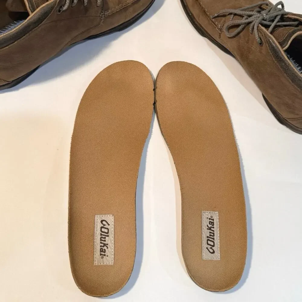 Olukai Boot Hamakua Size 10.5 Leather Chukka Lace Up Rubber Sole Tan